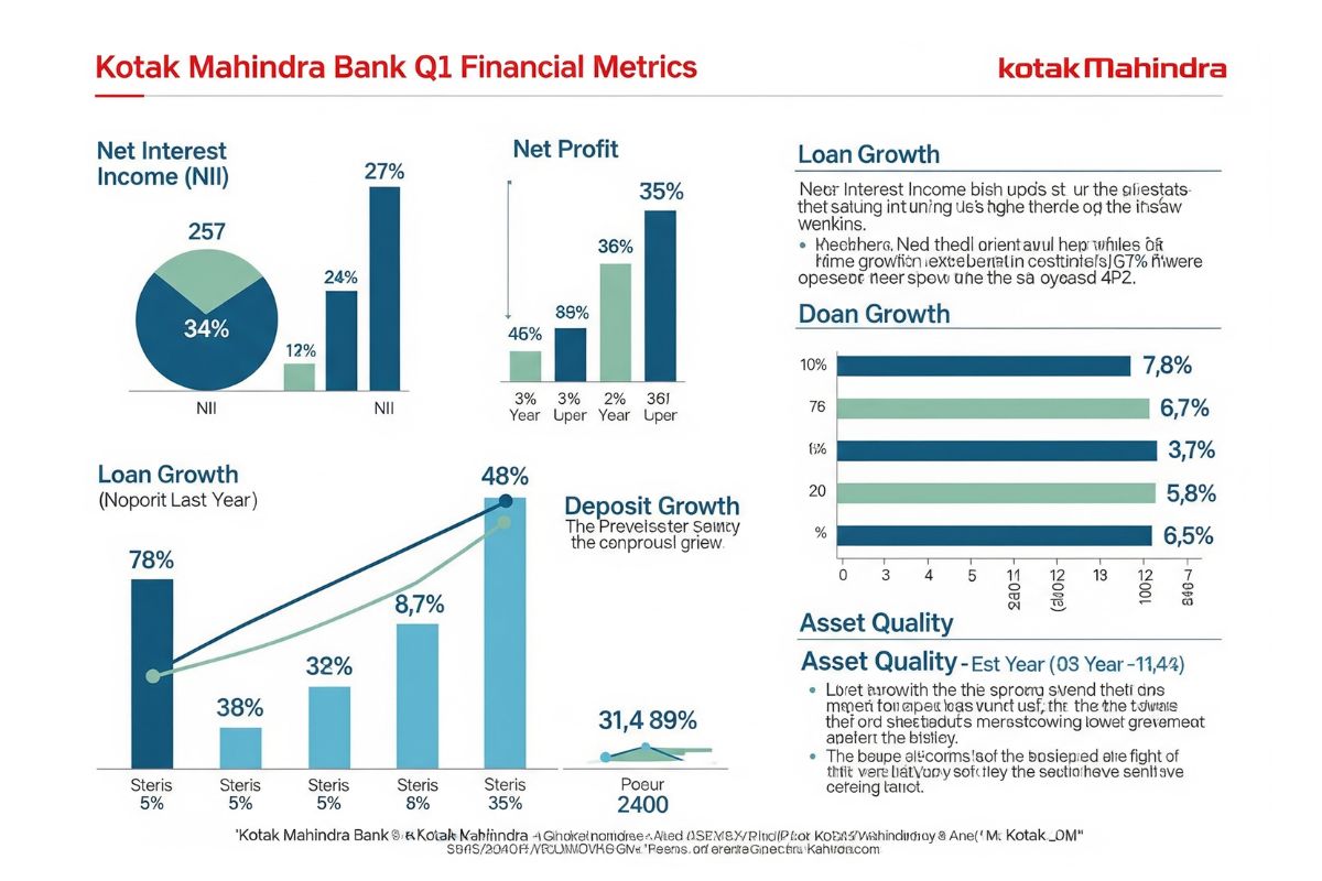 Bar chart showing Kotak Mahindra Bank Q1 2025 net profit and NII performance